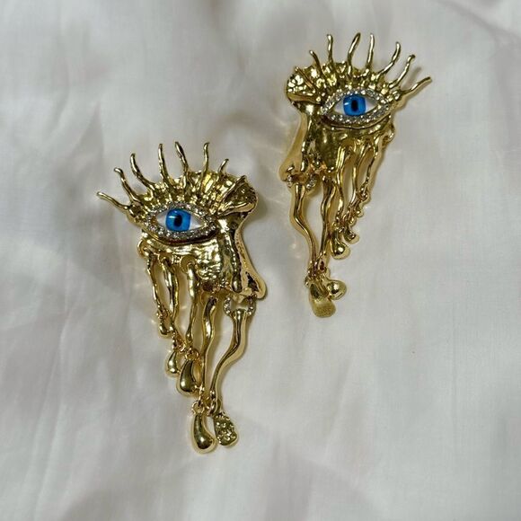 Vintage evil eye earrings M588 - Picture 2 of 5